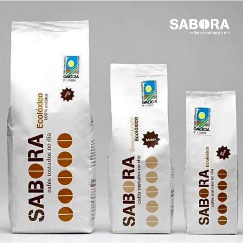  Familia de cafés ecolóxicos 100%  arábica de  Sabora